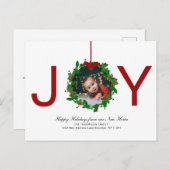 レッドジョイクリスマスボタニカルリースフォトムービング シーズンポストカード (正面/裏面)