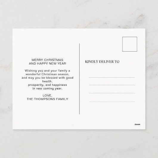 レッドジョイクリスマスボタニカルリースフォトムービング シーズンポストカード (裏面)