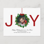 レッドジョイクリスマスボタニカルリースフォトムービング シーズンポストカード (正面)