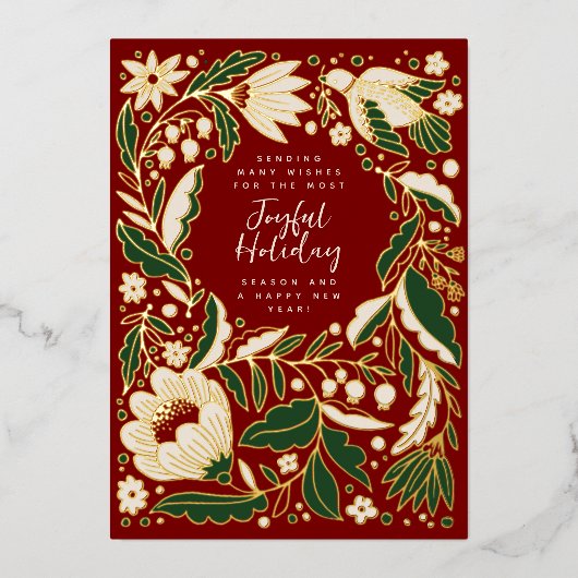 レッドジョイドホリデーフォークイラストレーション 箔シーズンカード (正面)