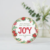 レッドジョイポインセチアリースクリスマスホリデーカード (スタンド正面)