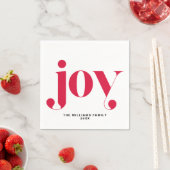 レッドジョイモダンタイポグラフィパーソナライズされたホリデイ スタンダードカクテルナプキン (インサイチュ)