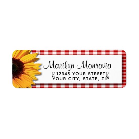 レッドジンガムとデイジースクリプト差出人住所ラベル ラベル (正面)