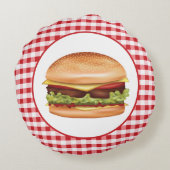 レッドジンガムのハンバーガー速食イラストレーション ラウンドクッション (裏面)