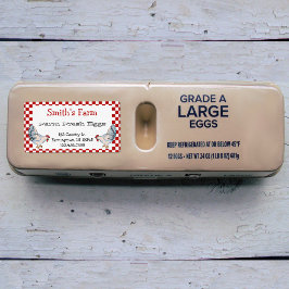 レッドジンガムチェックファーム生卵チキンラベル ラベル