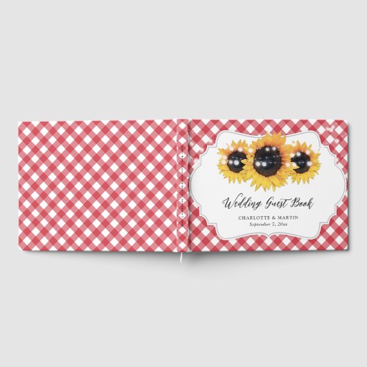 レッドジンガ素朴ムひまわり結婚フローラ ゲストブック (全面)