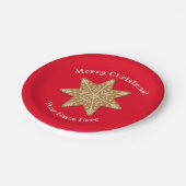 レッドジンジャーブレッドスノーフレーククリスマスパーティープレート ペーパープレート (アングル)