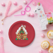 レッドジンジャーブレッドハウスクリスマスパーティー紙プレート ペーパープレート (パーティー)