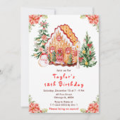 レッドジンジャーブレッドハウスバースデーパーティー 招待状 (正面)