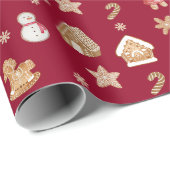 レッドジンジャーブレッドマンフェスティバルクリスマスホリデイ ラッピングペーパー (ロールコーナー)