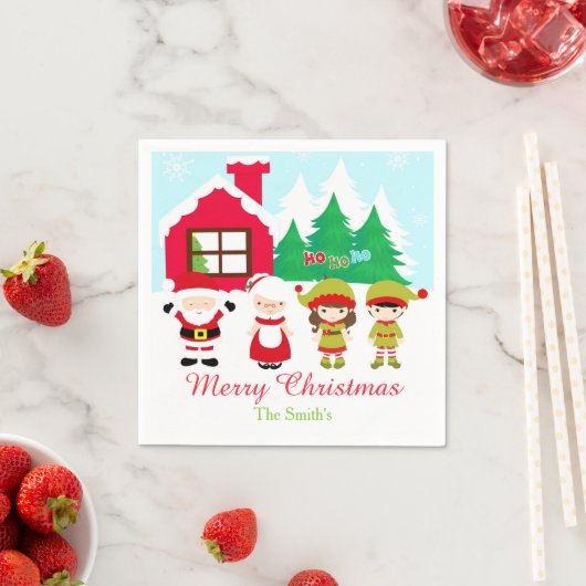 レッドジンジャーブレッド飾ハウスのクリスマスパーティー スタンダードカクテルナプキン (インサイチュ)