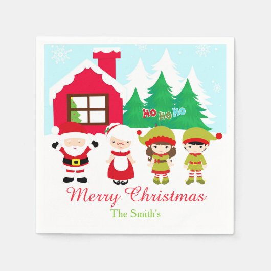 レッドジンジャーブレッド飾ハウスのクリスマスパーティー スタンダードカクテルナプキン (正面)