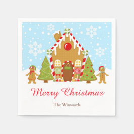レッドジンジャーブレッド飾ハウスのクリスマスパーティー スタンダードカクテルナプキン