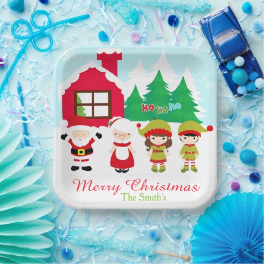 レッドジンジャーブレッド飾ハウスのクリスマスパーティー ペーパープレート (パーティー)