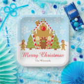 レッドジンジャーブレッド飾ハウスのクリスマスパーティー ペーパープレート (パーティー)