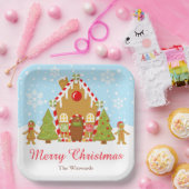 レッドジンジャーブレッド飾ハウスのクリスマスパーティー ペーパープレート (パーティー)