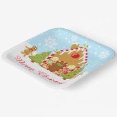 レッドジンジャーブレッド飾ハウスのクリスマスパーティー ペーパープレート (傾斜あり)