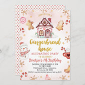 レッドジンジャーブレッ飾ドハウスパーティー誕生日 招待状 (正面/裏面)