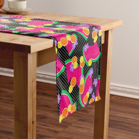 レッドスイカイエローレモン熱帯産 ショートテーブルランナー (インサイチュ)