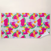 レッドスイカイエローレモン熱帯産 ビーチタオル (正面)