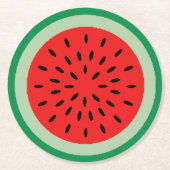 レッドスイカスライス黒種子サマーパーティー ラウンドペーパーコースター (正面)