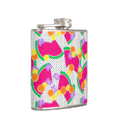 レッドスイカ黄色いレモンのトロピカルオンホワイト フラスク (右)