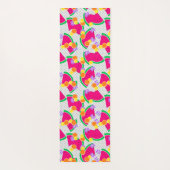 レッドスイカ黄色いレモンのトロピカルオンホワイト ヨガマット (裏面)