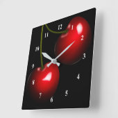 レッドスイートさくらんぼ スクエア壁時計 (傾斜)