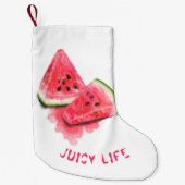 レッドスイートジューシーなスイカのクリスマスストッキング スモールクリスマスストッキング (正面)