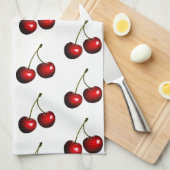 レッドスウィートフレッシュさくらんぼ キッチンタオル (四つ折り)