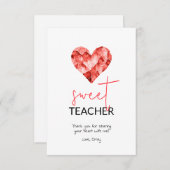 レッドスウィート先生ウォーターカラーダイヤモンドハート サンキューカード (正面/裏面)