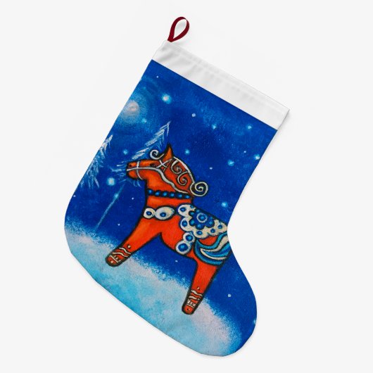 レッドスウェーデンダラホースクリスマスストッキング ラージクリスマスストッキング (正面 (吊り時))