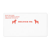 レッドスウェーデンダラホースホリデーシッピング ラベル (正面)