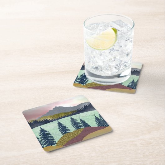 レッドスカイレイクランドスケープ スクエアペーパーコースター (インサイチュ)