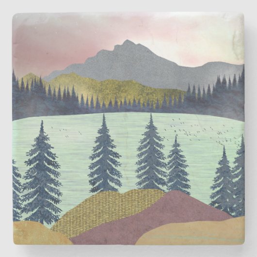 レッドスカイレイクランドスケープ ストーンコースター (正面)