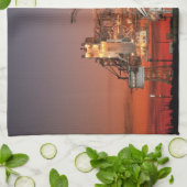 レッドスカイ宇宙シャトルアトランティス打ち上げ キッチンタオル (折り畳み)