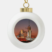 レッドスカイ宇宙シャトルアトランティス打ち上げ セラミックボールオーナメント (正面)