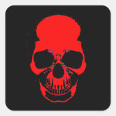 レッドスカルステッカー – スカルステッカー – 血液スカル スクエアシール (正面)