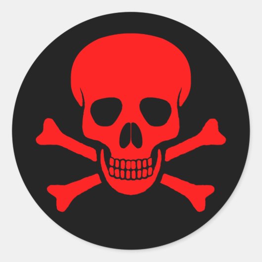 レッドスカル&クロスボーンズのステッカー ラウンドシール (正面)