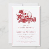 レッドスカル ローズ ゴシック ウェディング ブライズシャワー 招待状 (正面)