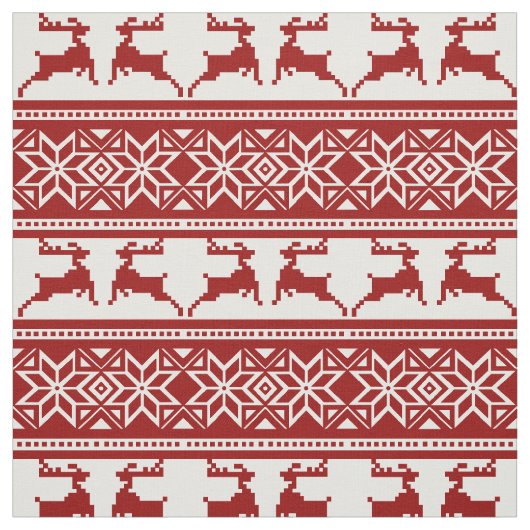 レッドスカンジナビアクリスマスフォーク ファブリック (見本)