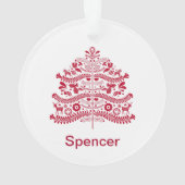 レッドスカンジナビアフォークアートノルディッククリスマスツリー オーナメント (裏面)