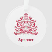 レッドスカンジナビアフォークアートノルディッククリスマスツリー オーナメント (正面)