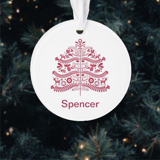 レッドスカンジナビアフォークアートノルディッククリスマスツリー オーナメント