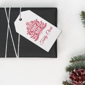 レッドスカンジナビアフォークアートノルディッククリスマスツリー ギフトタグ