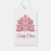 レッドスカンジナビアフォークアートノルディッククリスマスツリー ギフトタグ (裏面)