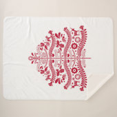 レッドスカンジナビアフォークアートノルディッククリスマスツリー シェルパブランケット (正面(横))