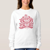 レッドスカンジナビアフォークアートノルディッククリスマスツリー スウェットシャツ (正面)