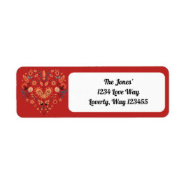 レッドスカンジナビア北欧ハートバレンタイン ラベル