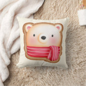 レッドスカーフの可愛いクマ顔クリスマスクッキー クッション (ブランケット)